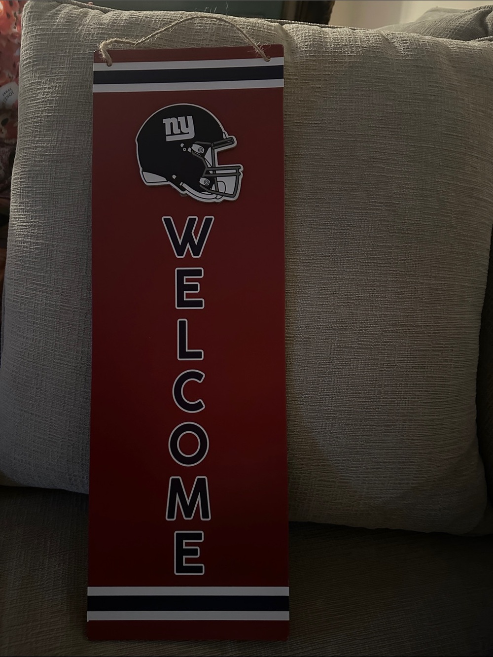 New! New York Giants 'WELCOME' Hanging Sign party decor NY football